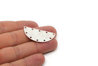 Silver Circle Blank, 4 Antique Silver Plated Brass Semi Circle Blanks with 10 Holes (40x20x0.80mm)  A0963