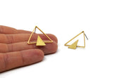 Brass Triangle Earring, 6 Raw Brass Triangle Stud Earrings (29.5x29x1.2mm) E374