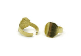 Brass Ring, 2 Raw Brass Adjustable Geometric Ring N0112