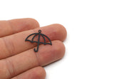 Black Umbrella Charm, 12 Oxidized Black Brass Umbrella Shaped Charms With 1 Loop, Findings (23x24x0.60mm) A5688