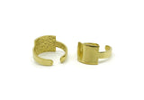 Brass Ring, 2 Raw Brass Adjustable Rectangle Rings N0111