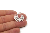 Silver Sun Charm, 4 Antique Silver Plated Brass Sun Charms, Rising Sun Charms, Findings (30x25x0.80mm) SMP2440 Y162