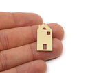 Brass House Charm, 6 Raw Brass House Shaped Charms With 1 Hole, Earrings, Findings (30x14x0.60mm) SMP2752