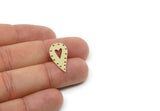 Custom Drop Charms for Jewelry Making, Personalized Brass, Copper, Stainless Steel Heart Pendant With 14 Hole (25x12mm) SMP3157