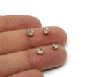 Brass Bead, 12 Raw Brass Crystal Diamond Rhinestones Setting 4 Hole Slider Stones Pad SS18 T004