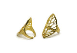 Brass Leaf Ring, Raw Brass Adjustable Leaf Rings N0030