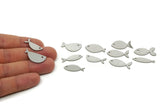 Steel Fish Charm, Stainless Steel Fish Charms, Blanks, Findings SMP3239