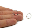 Silver Circle Earring, 8 Silver Tone Circle Stud Earrings (14x1x1mm) BS 1099 A2367