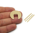 Brass Dangle Charm, Raw Brass Round Shaped Charms With 7 Holes, Geometric Findings (44x30x0.60mm) SMP3299