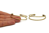 Bohemian Cuff, Raw Brass Open Double Wire Bracelet Bangle Ball Ending BRC241