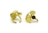 Brass Rounded Ring, Raw Brass Adjustable Ring With Round N0032