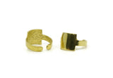 Brass Ring, 2 Raw Brass Adjustable Square Rings N0095
