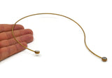 Brass Choker Necklace, Raw Brass Open Wire Necklace With CZ Zircon Bead Ending R055