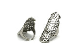 Silver Boho Ring, Antique Silver Plated Brass Adjustable Boho Rings N0142 H0322