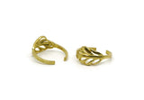 Brass Leaf Ring, 4 Raw Brass Adjustable Leaf Rings N0061