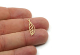 Custom Leaf Charms for Jewelry Making, Personalized Brass, Copper, Stainless Steel Plant Pendant with 1 Loop, Nature (25x7mm) SMP3196