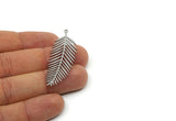 Steel Leaf Charm, 6 Stainless Steel Branch Charms With 1 Loop, Charm Pendants (50x18x0.80mm) SMP3077