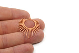 Copper Sun Charm, 4 Raw Copper Sun Charms With 1 Loop, Earring Findings (33x29x0.80mm) SMP2789