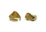 Brass Adjustable Ring, Raw Brass Irregular Shaped Adjustable Ring (16mm) SY0029