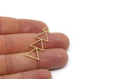 Brass Triangle Charm, 4 Raw Brass Triangle Charms, Geometric Findings (39x13.5x0.80mm) SMP3038
