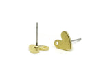 Brass Heart Earring, 8 Textured Raw Brass Heart Stud Earrings With 1 Hole (8x1mm) M02170