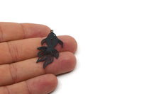 Black Fish Charm, 4 Oxidized Black Brass Gold Fish Shaped Charms With 1 Loop, Findings (40x20x0.60mm) SMP0401 A6260