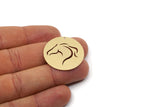 Brass Round Charm, 4 Raw Brass Horse Patterned Charms With 1 Hole, For Jewelry Making (30x0.60mm) SMP2986