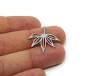 Steel Leaf Charm, 10 Stainless Steel Leaf Charms With 1 Loop, Charm Pendants (27x26.5x0.80mm) SMP3055