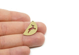 Semi Circle Charm, Raw Brass Half Moon Gazelle Pattern Charms With Holes, Geometric Findings (12.5x26x0.80mm) SMP3341