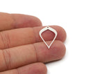 Silver Drop Charm, 12 Antique Silver Plated Brass Drop Charms With 1 Hole, Earrings, Findings (27x16x0.60mm) A6713