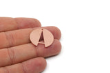 Copper Round Tag, 4 Raw Copper Round Charms With 1 Hole, Geometric Findings (24x21x0.80mm) SMP2901
