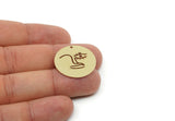 Customized Charm, For Jewelry Making Brass/Steel/Copper Geometric Shaped Face Charm With 1 Hole, Round Personalized Jewelry (25mm) SMP3170