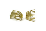 Brass Railed Ring, Raw Brass Adjustable Railed Rings N0022
