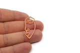 Copper Face Charm, 4 Raw Copper Face Charms With 1 Loop, Pendants, Earring Findings (40.5x15.5x0.80mm) SMP2788