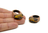Resin&Wood Ring, Honey Color Resin And Wood Rings X006