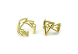 Brass Bohemian Ring, 2 Raw Brass Adjustable Multi Triangle Rings N0051