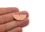 Semi Circle Charm, Raw Copper Half Moon Connectors With 2 Holes, Stamping Blank (10/12.5/15x0.80mm) SMP2890