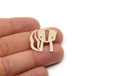 Brass Charm, 4 Raw Brass Animal Charms, Findings (25x24x0.60mm) SMP2964