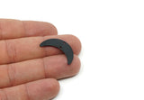 Black Moon Charm, 8 Oxidized Black Brass Crescent Moon Charms With 2 Holes, Findings, Connectors (28x8x0.65mm) D1224