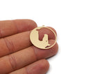 Brass Round Charm, 4 Raw Brass Horse Patterned Charms With 1 Loop, For Jewelry Making (31.5x29.5x0.60mm) SMP3004