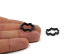 Black Wavy Ring, 2 Oxidized Black Brass Wavy Rings (17mm) N0356