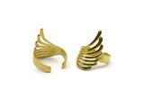 Brass Wing Ring, 2 Raw Brass Adjustable Wing Rings N0039