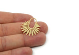 Gold Sun Charm, 2 Gold Plated Brass Sun Charms, Rising Sun Charms, Findings (30x25x0.80mm) SMP2440 Y162