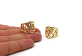 Gold Round Ring, Gold Plated Brass Adjustable Rings N0079 Q0497