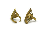 Brass Flower Ring, 2 Raw Brass Adjustable Flower Rings N0036