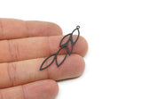 Black Leaf Charm, 6 Oxidized Black Brass Leaf Charms With 1 Loop, Leaf Earrings (50x11x0.60mm) SMP1694 SY0403