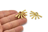Brass Sun Pendant, 3 Raw Brass Textured Sunny Pendants With 1 Loop (34x24x2.2mm) E208