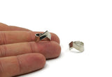 Silver Ring, 4 Silver Tone Adjustable Chevron Rings H0254