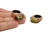 Resin&Wood Ring, Yellow Color Resin And Wood Rings X006
