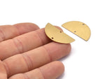Semi Circle Pendant, 6 Raw Brass Semi Circle Blanks With 2 Holes (30x15x0.80mm) D0388